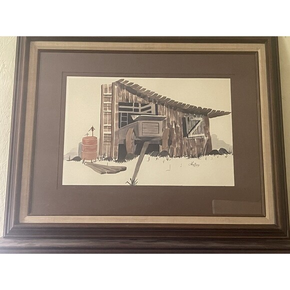 Lee Gray Other - Watercolor Original Old Wagon in Barn Country Life Core artist Lee Gray